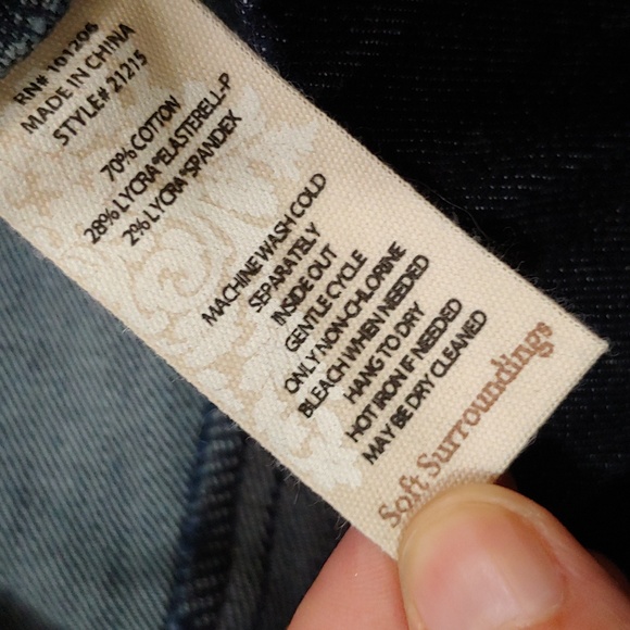 Soft Surroundings Pull-on Dark Blue Denim Jeans Medium - Picture 3 of 8